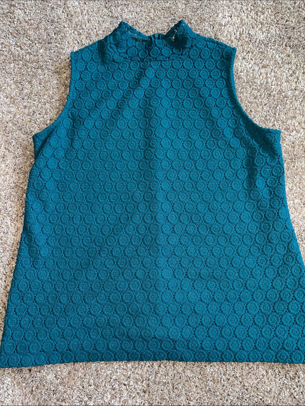 Charter Club Women’s Teal Lace Mock-Neck Lined Sleeveless Top 1X